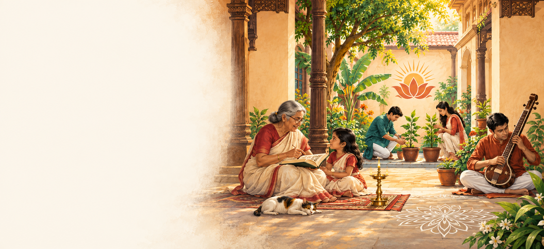 আঁকা বাংলার উঠোন: প্রজন্মের একসঙ্গে পড়া, গান ও গাছ লাগানো।